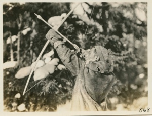 Image: Nascopie Indian [Innu] drawing bow and arrow
